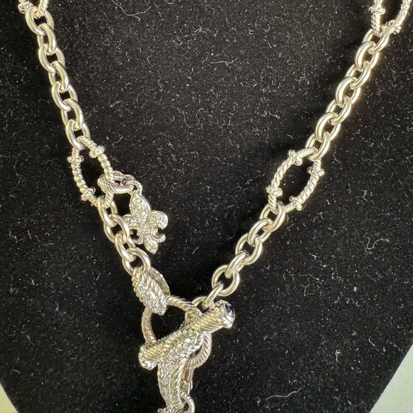 Judith Ripka SS and blue quartz 18 inch necklace . - Picture 13 of 15